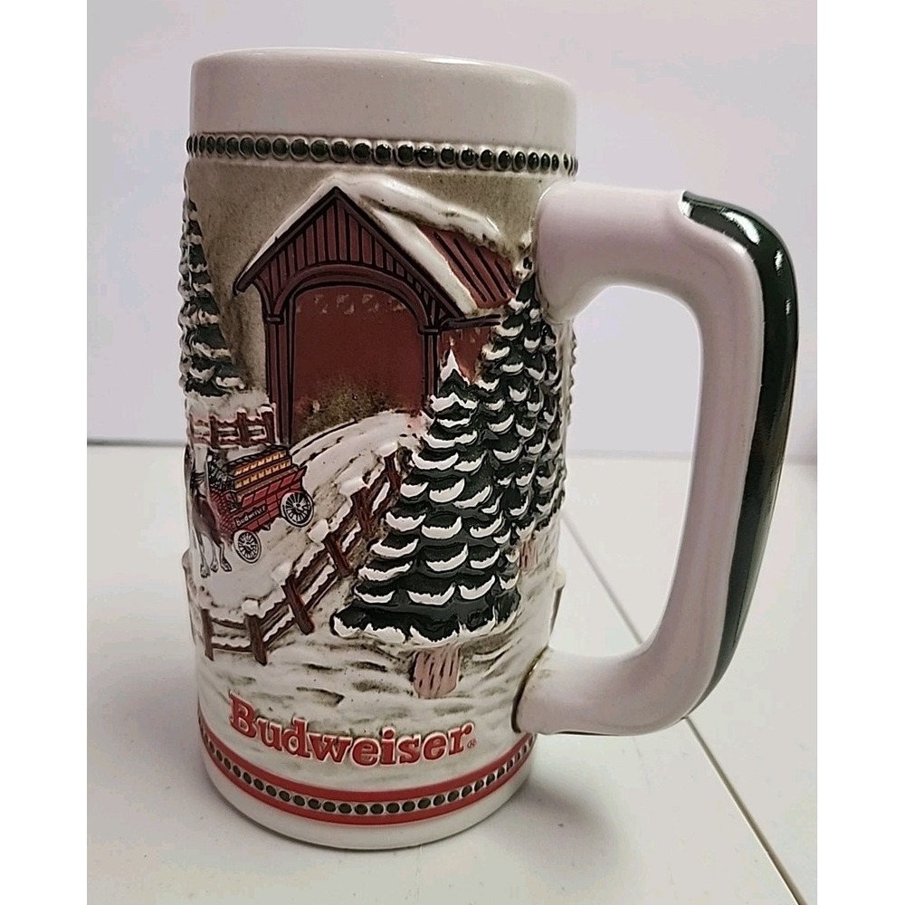 Vintage Limited Edit. Budweiser Clydesdale Holiday Beer Stein Mug Anheuser Busch